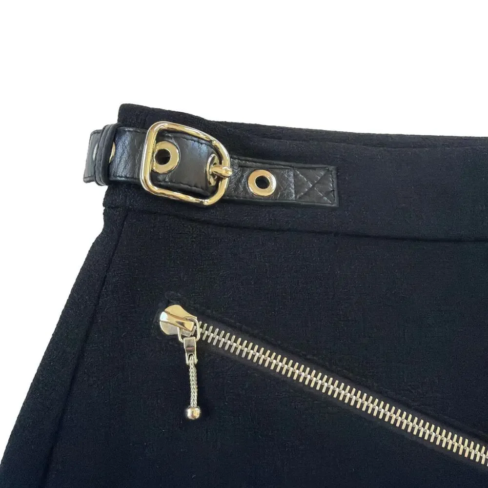 Alexander Wang Cupro Mini Skirt Black Womens Size 8 Multi Zip Edgy Designer